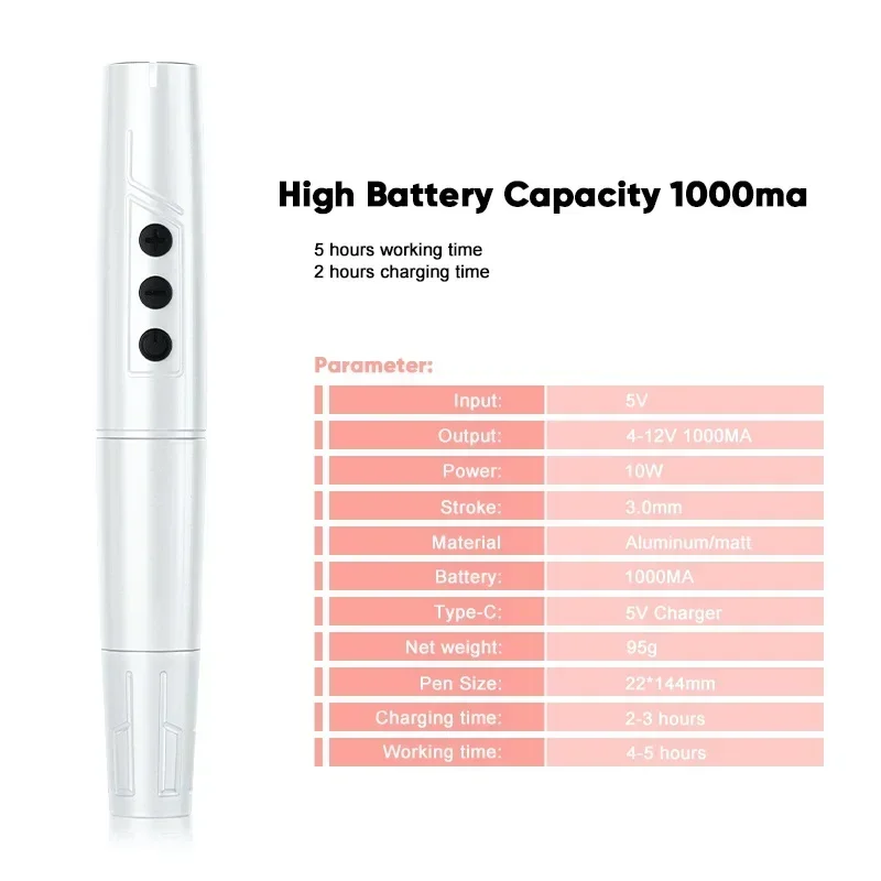 Новая беспроводная машина для перманентного макияжа Biomaser White Pearl TP006, беспроводная ручка для перманентного макияжа, игла для микрошафровки, набор для макияжа