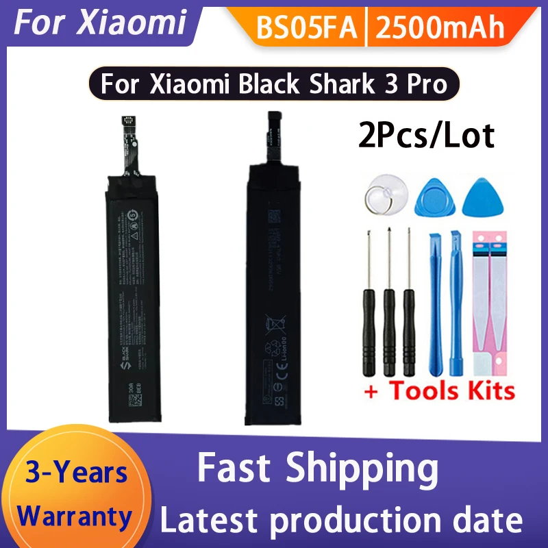 2pcs/lot 2500mAh Battery BS05FA For Xiaomi Black Shark 3 Pro 3Pro 5G Mobile Phone High Quality Batteries Bateria Batterij+Tools