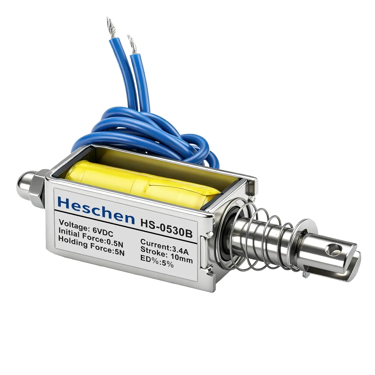 

DC Solenoid Electromagnet Push Pull Type 10mm Stroke 5N Force DC6V 3.4A Linear Motion Open Frame