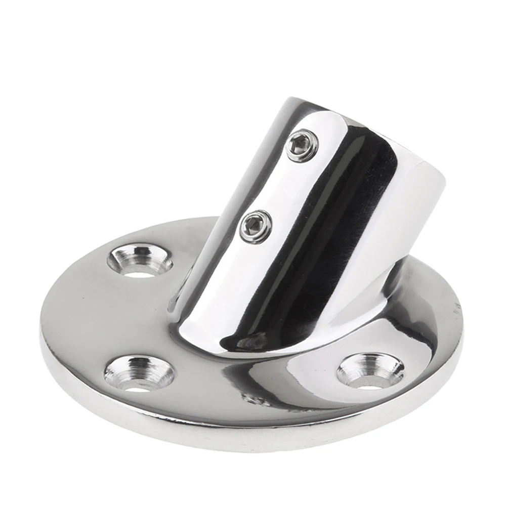 Boat 22/25mm 45° Mount Pipe Stanchion 316 Stainless Steel Round Pipe Base Handrail Fitting Stanchion Marine Hardware