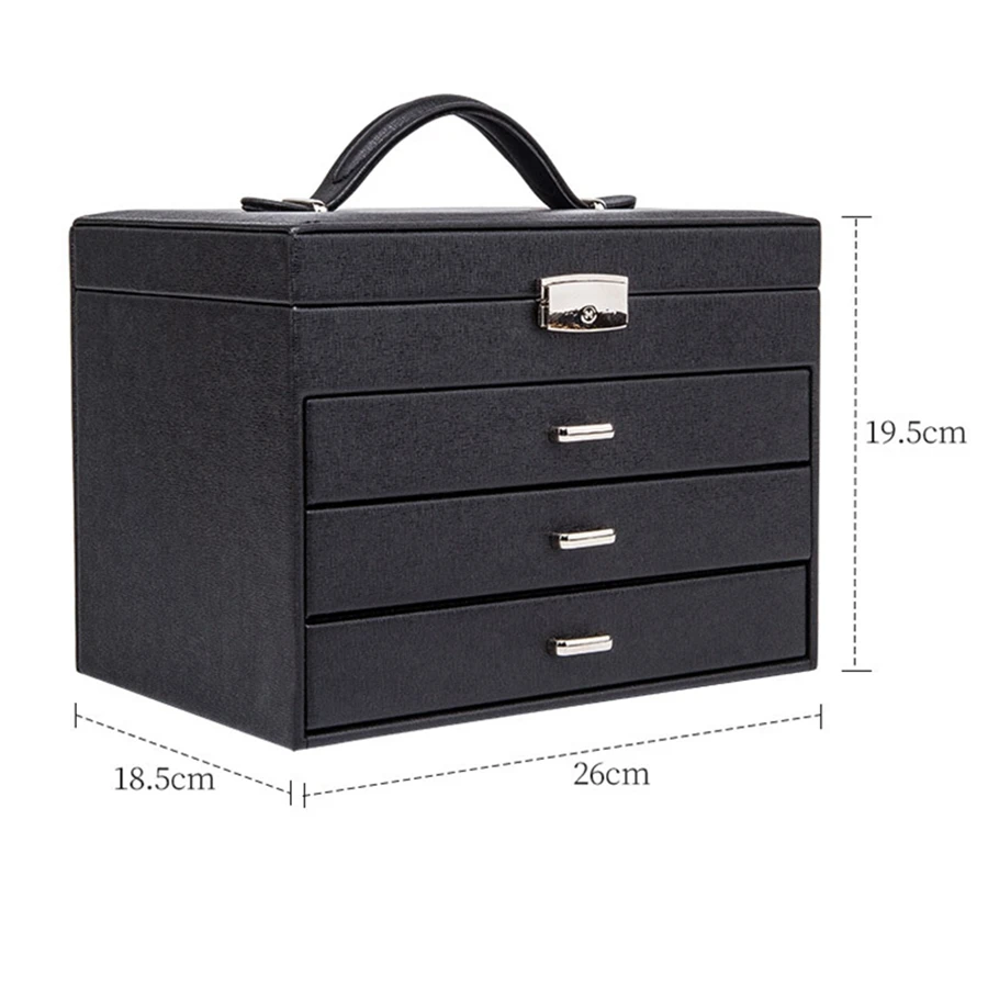 Large Jewelry Packaging & Display Box Armoire Dressing Chest with Clasps Bracelet Ring Organiser Carrying Cases Gray