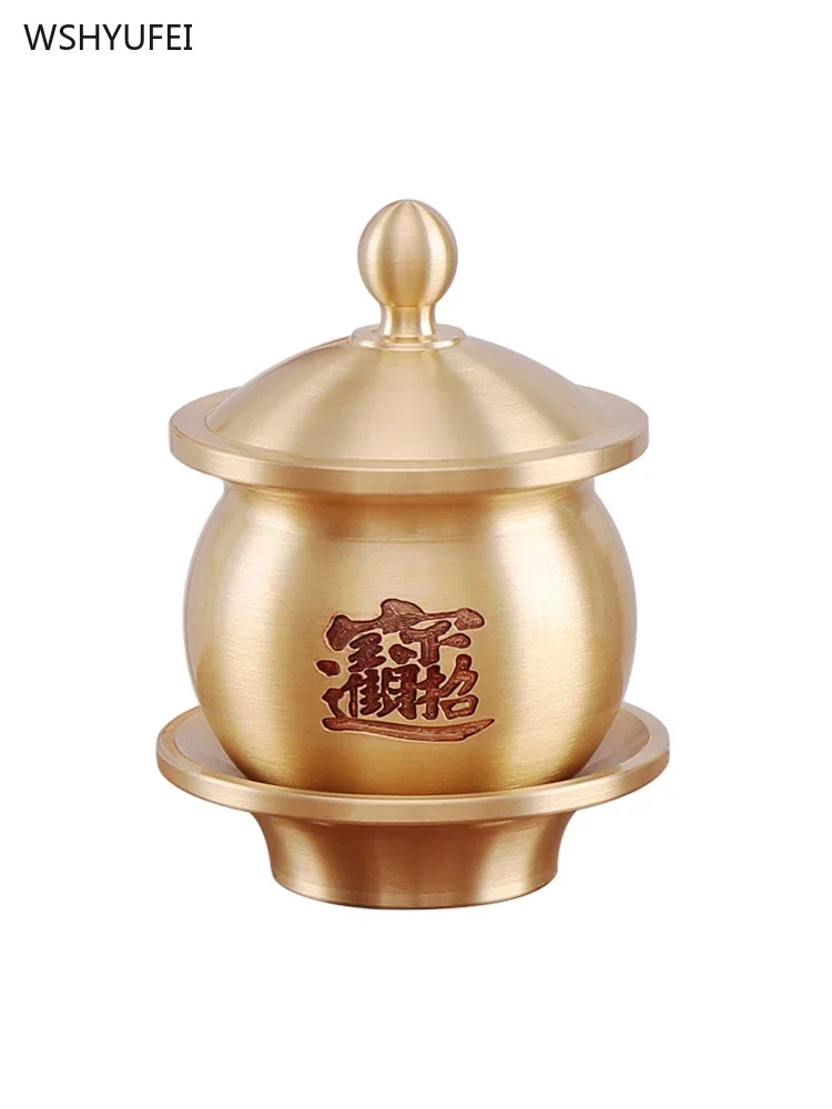 Metal supply Wine glass Buddha's front water cup alloy lotus carved holy cup Water purification cup Buddhist utensils