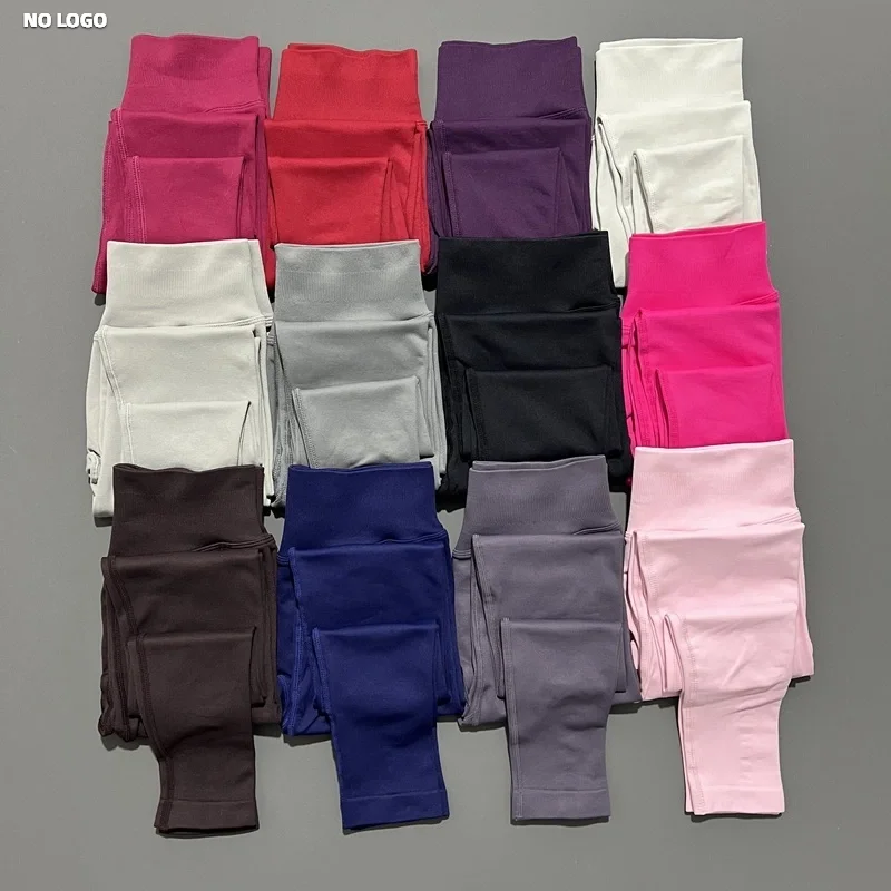 

No Logo Low Ribbed Band Sports Leggings Women Seamless Yoga Long Pants Gym Leggings Cycling Sportswear Fitness Tights