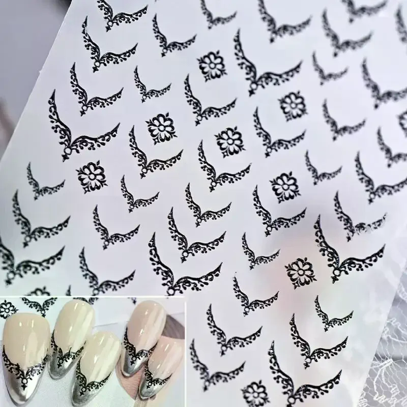 3D Metal French V-Shaped Nail Art Sticker Gold Silver Red Black Bohemian Totem Decal DIY Manicure Decor Valentines No Fall