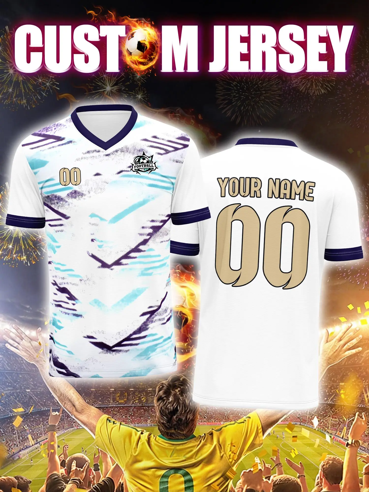 

Футболка для футбола с индивидуальным изображением, номером и именем, уникальный графический дизайн, креативный комплект для команды