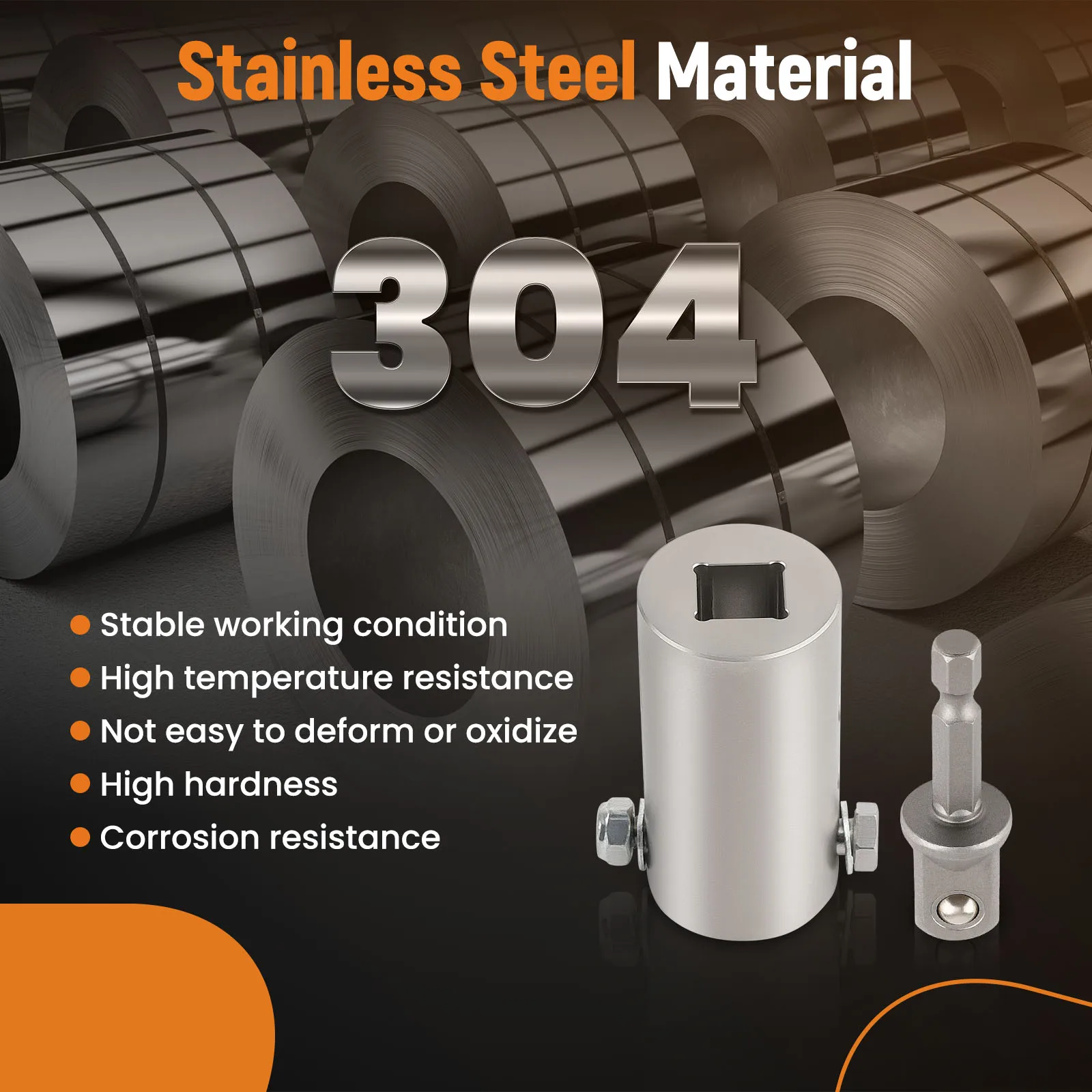 محول مثقاب كهربائي بمقبس مقطورة مع جوانات مع لقمة محول مقبس 1/2 بوصة لعمود محرك جاك 1 بوصة