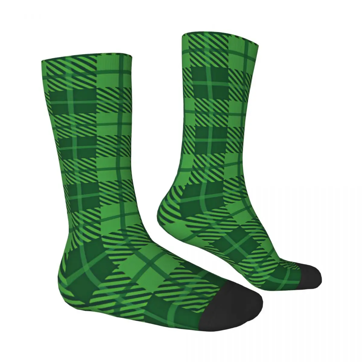 Seamless Tartan Repeating Pattern St Patrick's Day Kawaii Socks Hiking Cartoon Pattern Socks