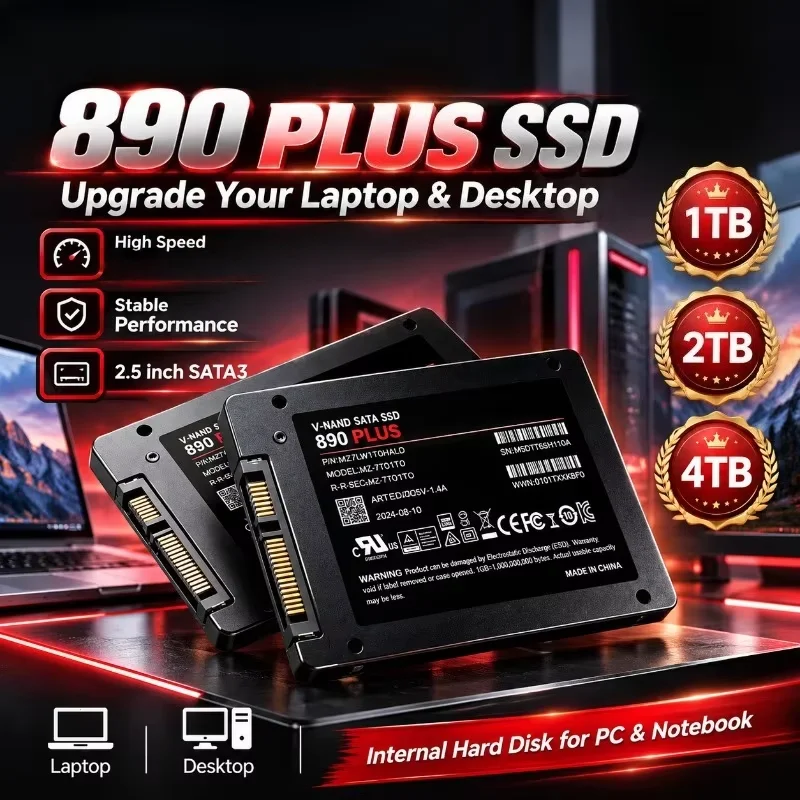 890 PLUS Internal Solid State Drive  SATA3 SSD 1TB 2TB 4TB 2.5 Inch Hard Disk Solid State Drive for Laptop Desktop