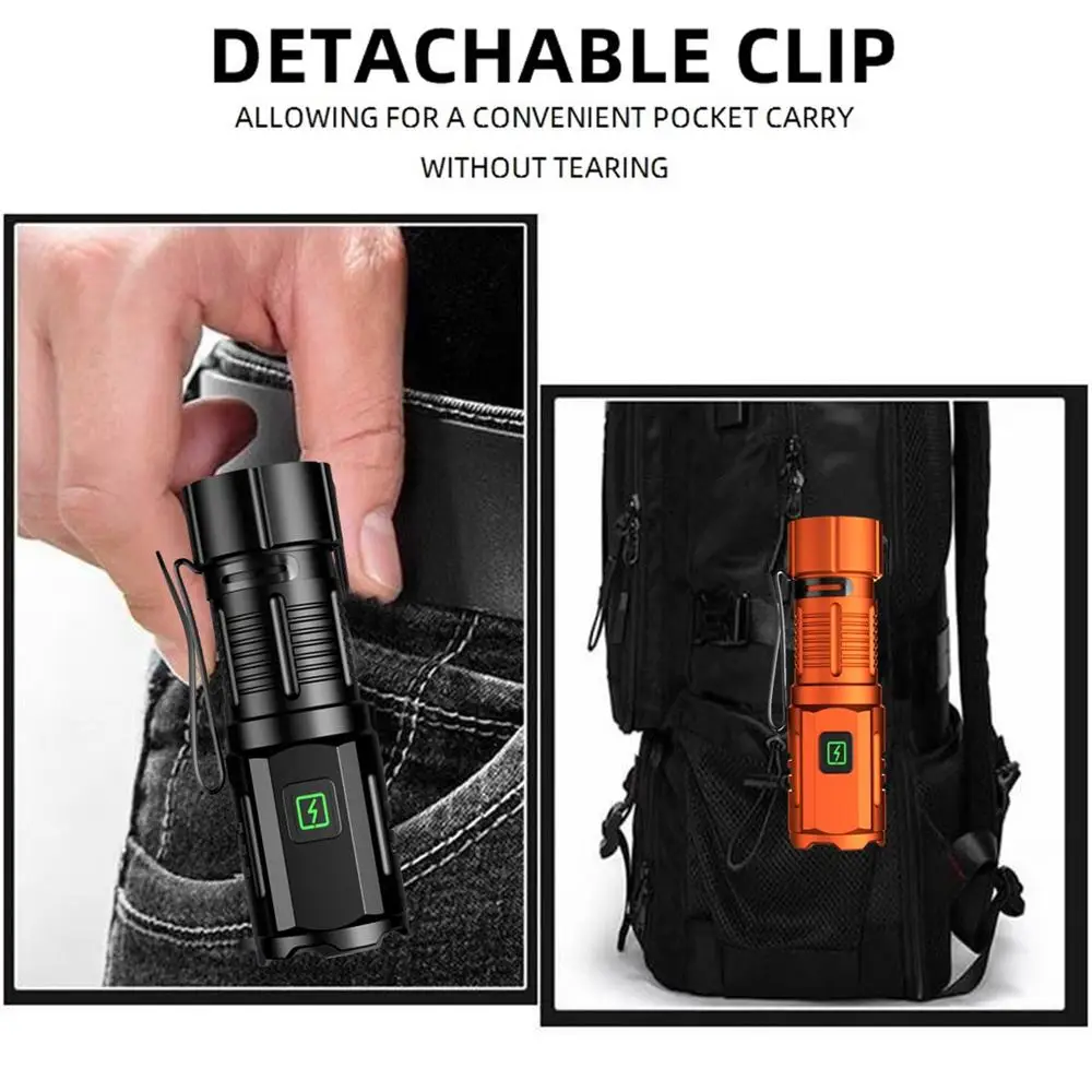 6500K 3xLed Mini Palm Small Flashlight USB Rechargeable Portable Pocket Torch Magnet Outdoor Hiking Camping Home Work Car Repair