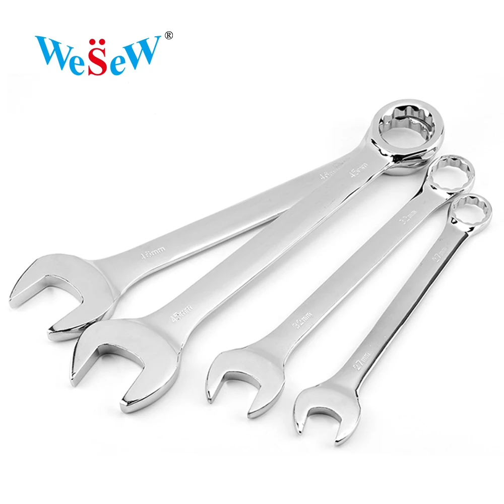 2-in-1 Reversible Combination Wrench Dual Head Open Ring Mirror Polished Carbon Steel Spanner For Auto Repair Hand Tool 7-60mm