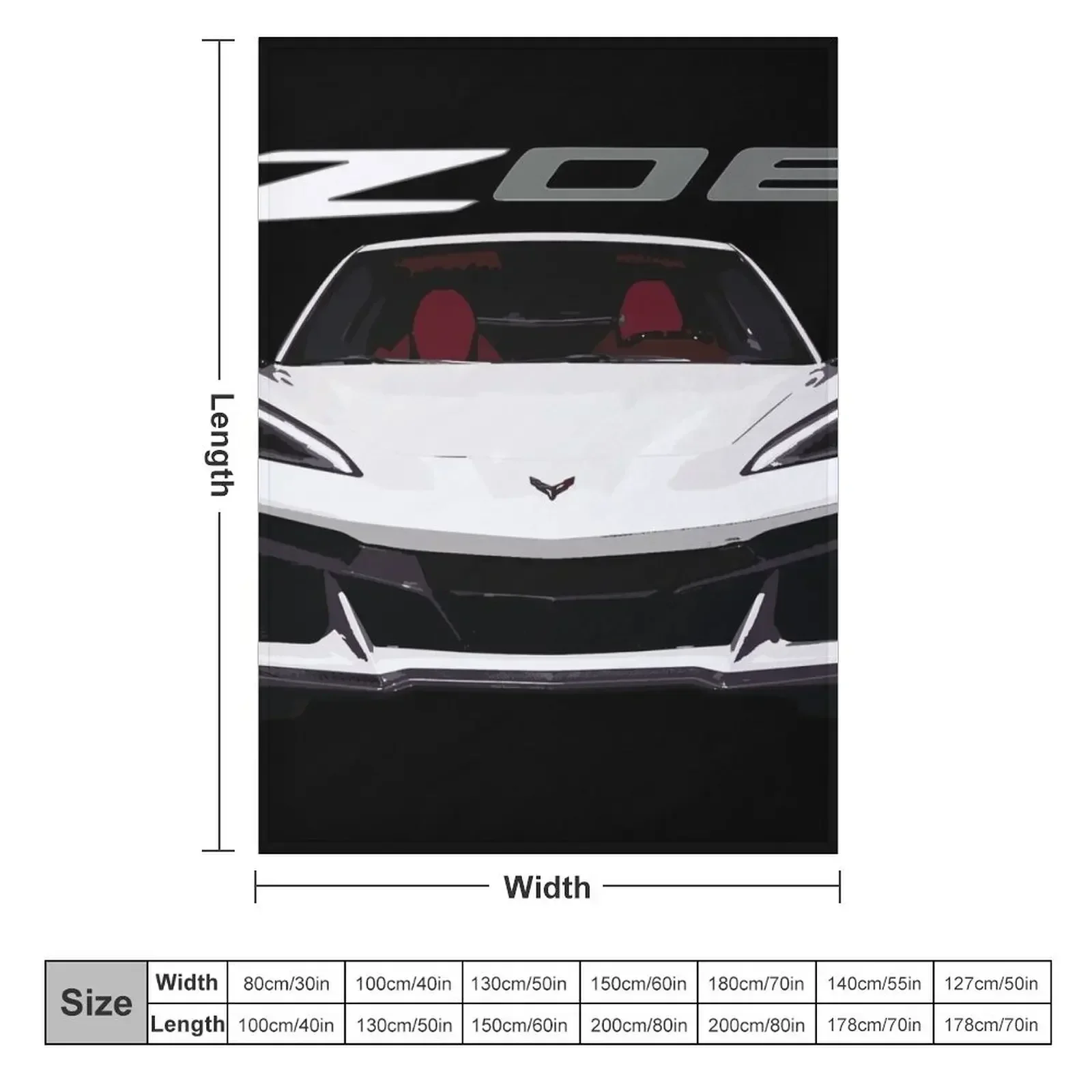 C8 Arctic White Z06 c8r graphic car line art Throw Blanket Hairys Plush Blankets