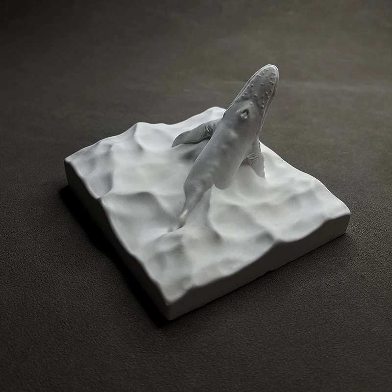Buckelwal-Statue aus Gips, Ozean-Skulptur, Moderne Desktop-Tierfigur, Deko für Badezimmer, Schlafzimmer, Bücherregal, Zen-Kunst-Ornament