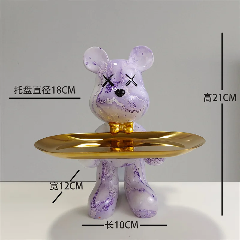 1pc Colorful Bear Statues and Sculptures Butler Figure Ornaments Interior Nordic Decorative RoomTableDecorationResin Crafts Gift