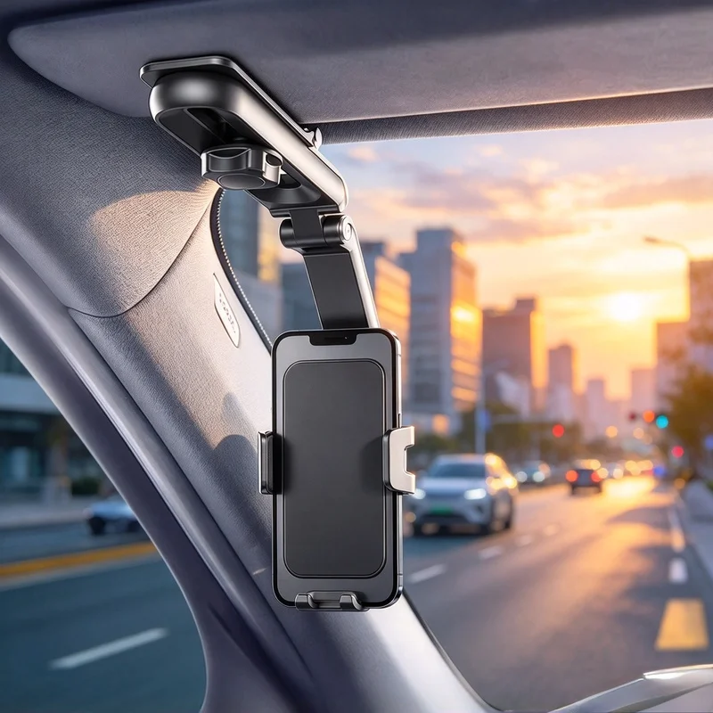 360 Rotatable Car Sun Visor Phone Bracket, Multi-function Cellphone Mount for iPhone Samsung Android Phones