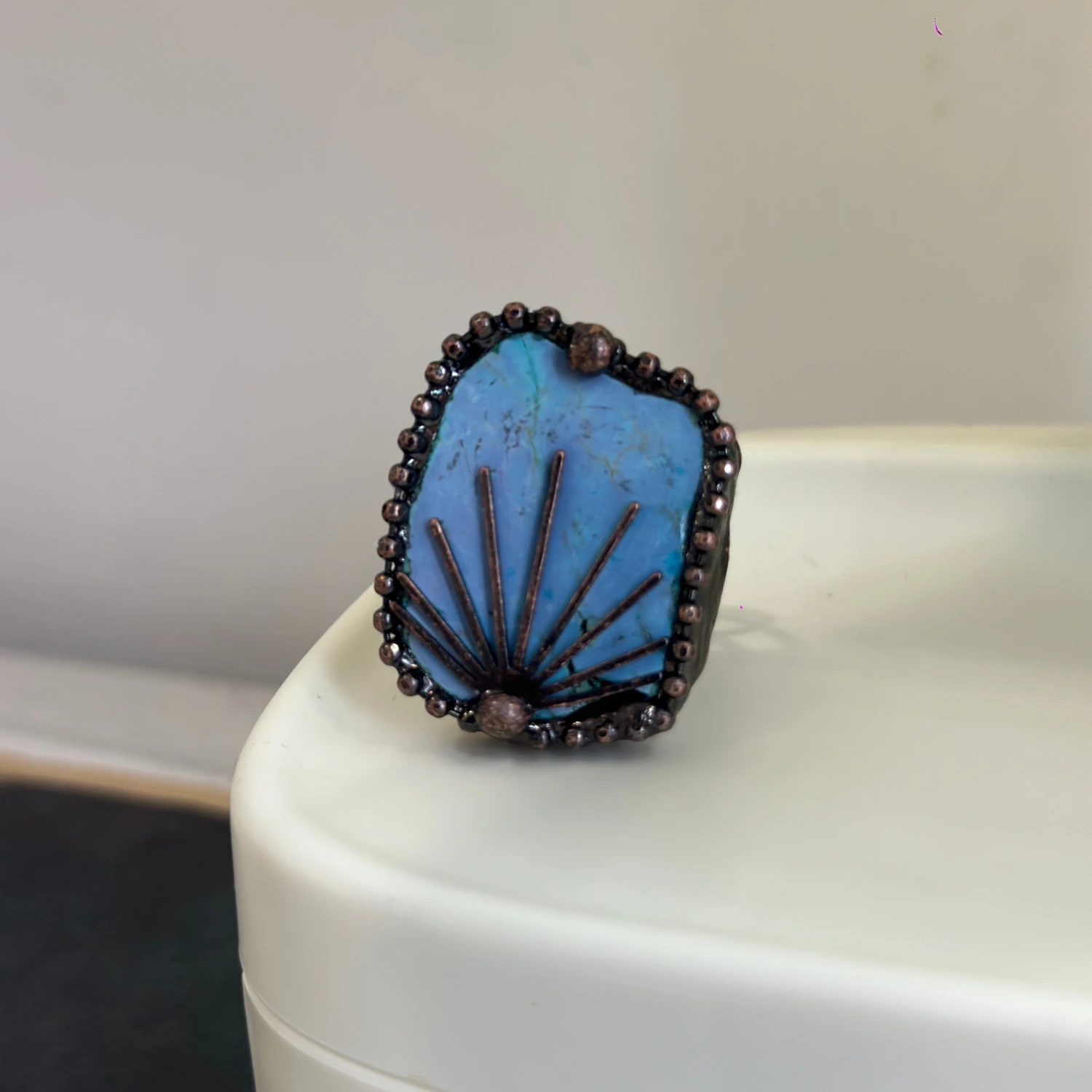 

YEEVAA Punk Style Natural Blue Stone Ring Match Daily Outfits Gift For Family / Friends / Lover