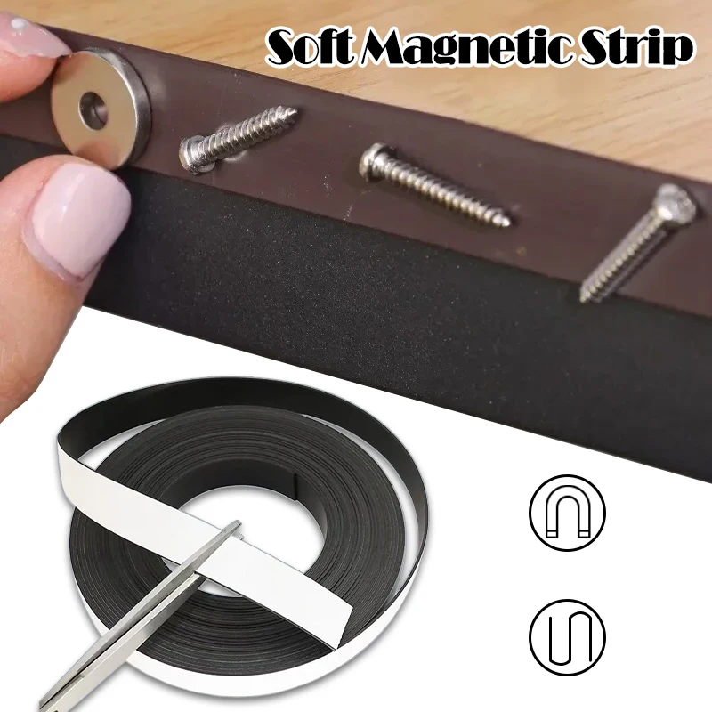 

1M Self Adhesive Magnetic Strips Strong Magnetic Tape Flexible Magnet Strip for Fridge DIY Photo Poster Office Rubber Magnets