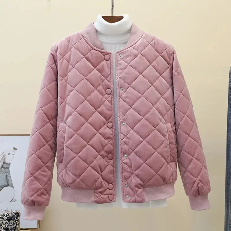 2024 New Autumn Winter Cotton Coat Women\'s Jacket Korean Loose Warm Coat Short Style Baseball Uniform Tops Woman Clothing Parkas