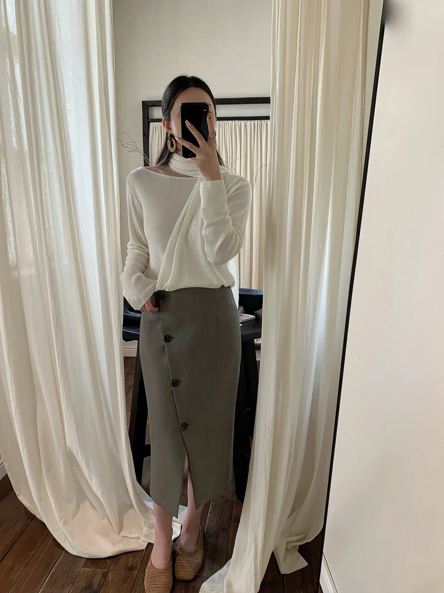 

Юбка-карандаш SASA Sweet Style с высокой талией, на пуговицах, средней длины, с разрезом, элегантная, в интеллектуальном стиле