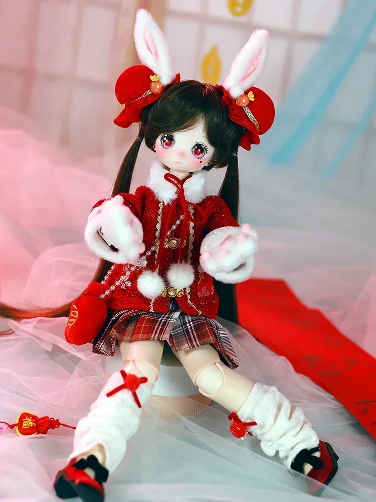 40cm Dbs 1/4 Bjd Doll  Chinese Style New Year Style Mechanical Joint Body Full Set Clothes Shoes Hat Kawaii Action Figure Dress