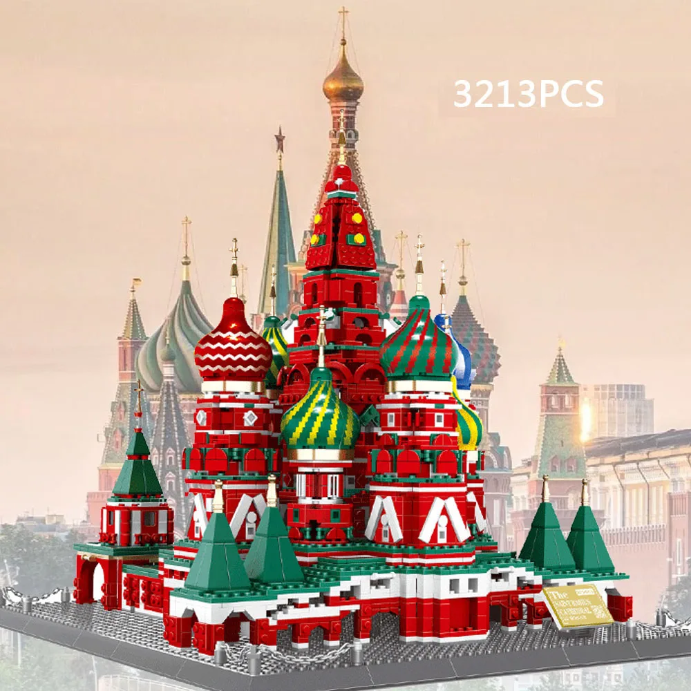 Rusland Beroemde Historische Architectuur Bouwsteen Moskou Sint Basils Kathedraal Model Baksteen Constructie Speelgoed Voor Geschenken