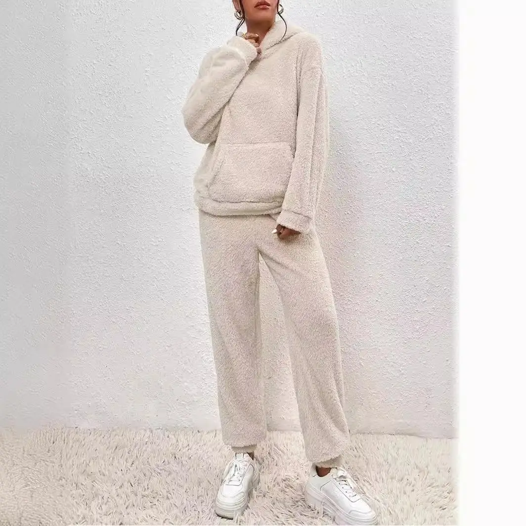 

Осенние женские длинные брюки с капюшоном и нашивками, комплект Home Faion, однотонный комплект для поездок на работу, зимний длинный женский наряд для взрослых