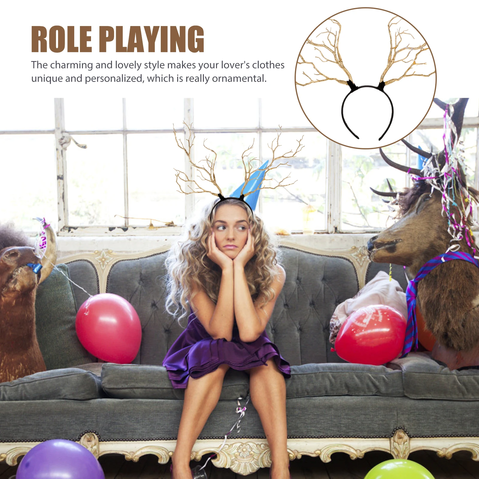 

Antler Headb Hair Accessory Party Supply Christmas Decor Resin nament Costume AccessoriesHair Cuff Holiday Hoops