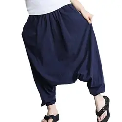 Plus size Cotton Linen Solid Harem Pants Women Elastic Waist Casual Lantern Trousers 2026 New Pantalon Femme harakuju clothes