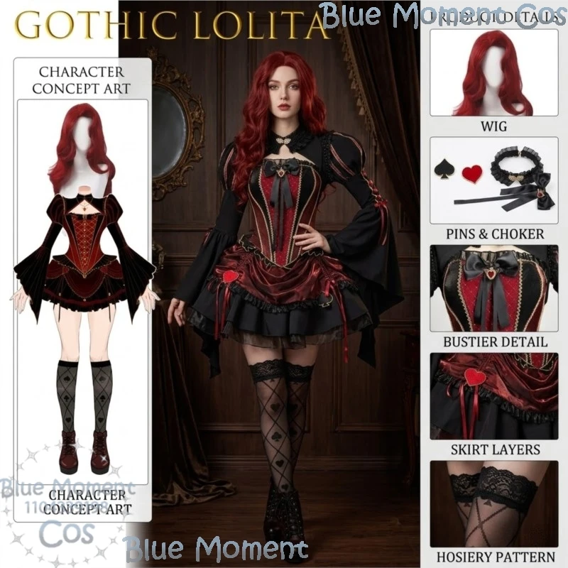 

Red Heart Retro European Rococo Court Gothic Lolita Dress Game Cosplay Costume For Comic Con Halloween Party dress Cosplay Party
