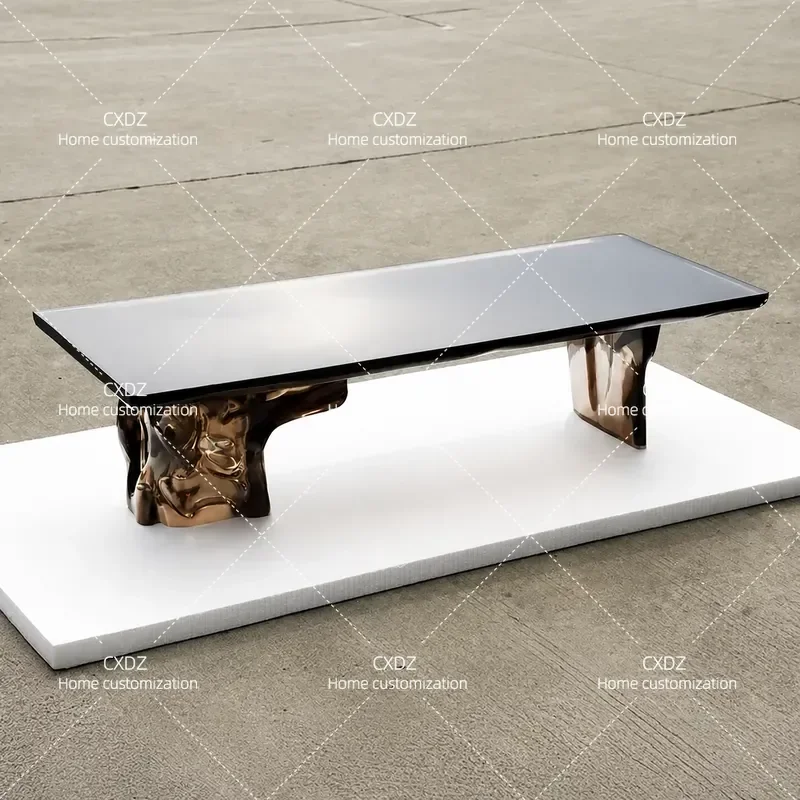 J816 Minimalist Transparent Resin Large Board Tea Table Office Light Luxury Crystal Coffee Table Dining Table Customization