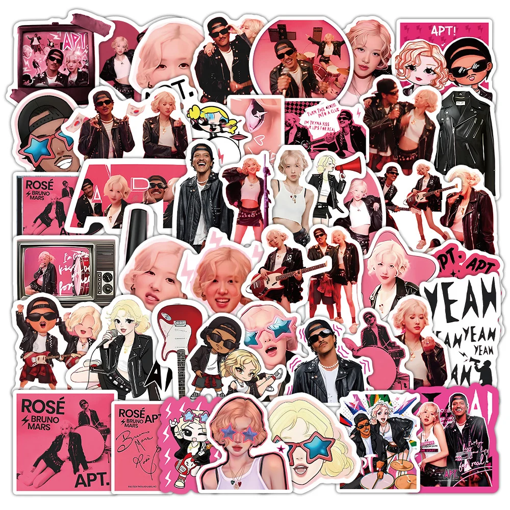 52Pcs KPOP ROSE APT Stickers DIY Aesthetics Cute Decals For Suitcase Fridge Phone Luggage Laptop Guitar Car Sticker