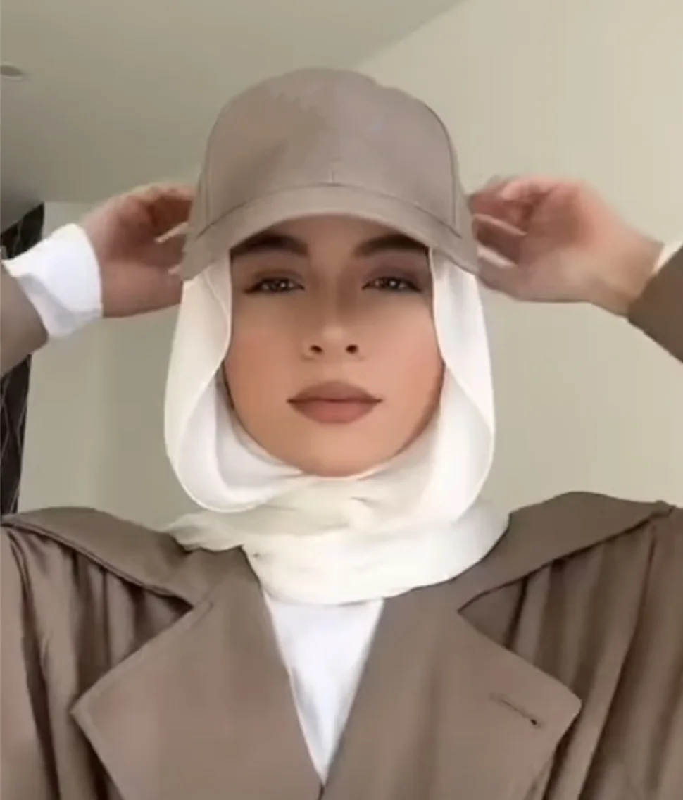 Musilm Chiffon Hijab Với Chân Đế Bóng Mùa Hè Nón Thể Thao Với Voan HIjabs Sẵn Sàng Mặc Liền Voan Thể Thao HIjabs