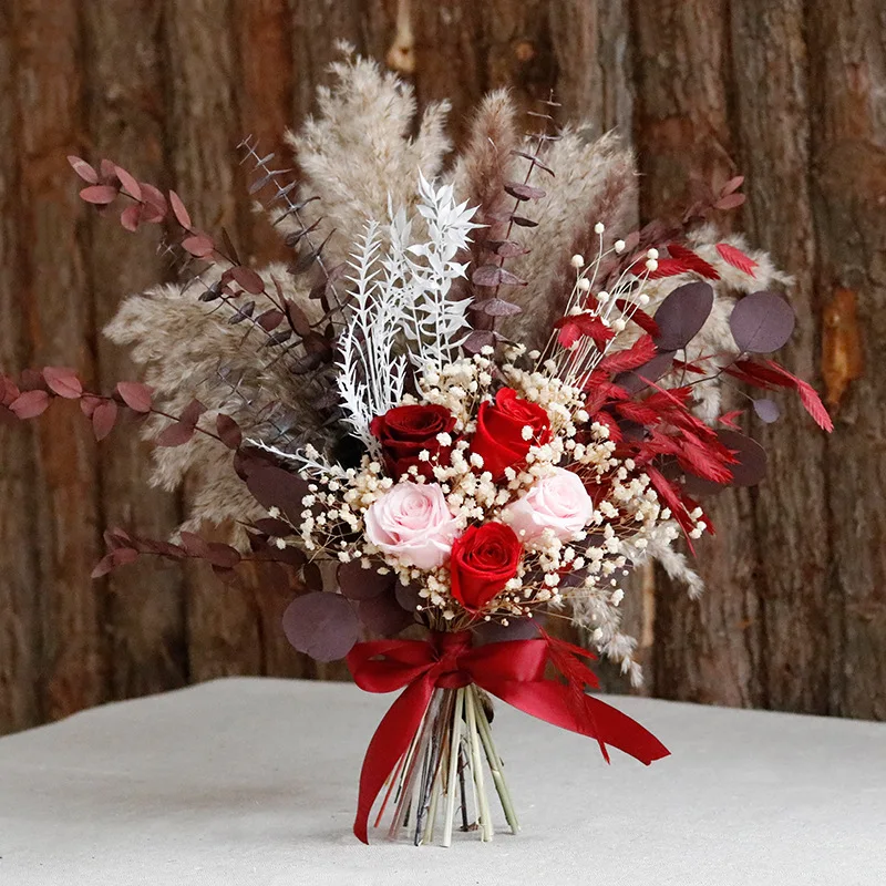 

Dried Flowers Pampas Bridal Bouquets Boho Home Party Decoration Artifical Flower Rabbit Bunny Tail Grass Wedding Country Decor