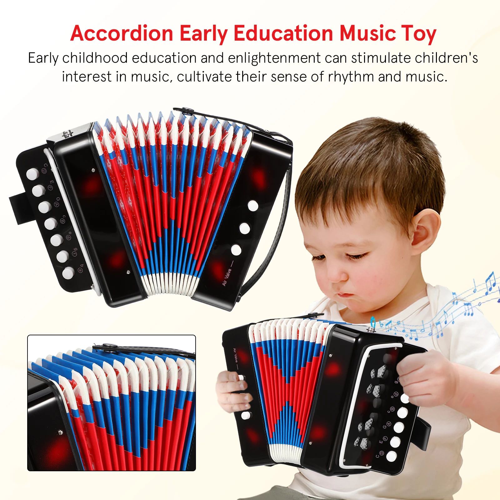 キッズアコーディオン 10ボタン ミニアコーディオン 楽器 幼児向け 初心者向け アコーディオン 早期教育 子供の誕生日プレゼント