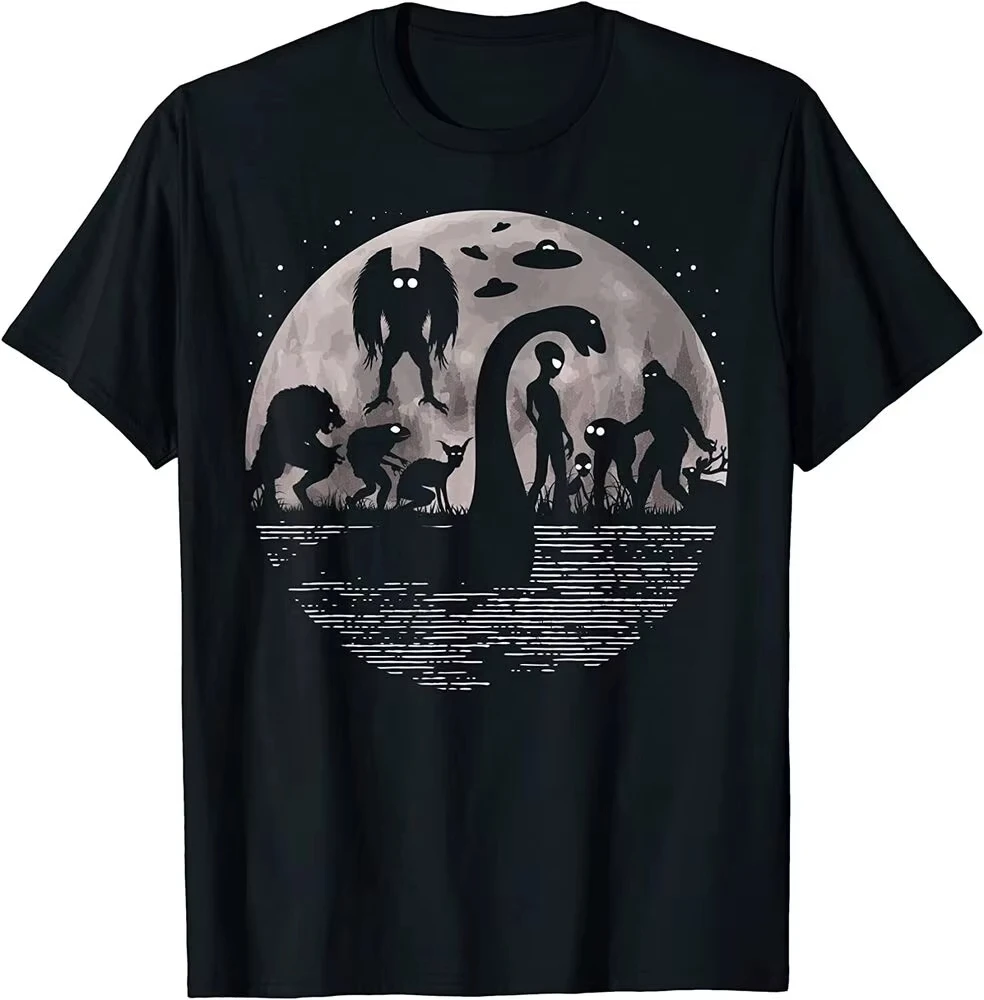 Bigfoot Loch Ness Monster Mothman Alien Cryptid Print T-Shirt Funny Graphic Y2K Streetwear Women Men Summer Fashion Tee
