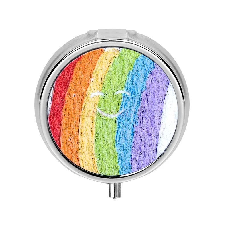 

Портативная аптечка, креативная коробка для конфет, круглая металлическая аптечка с тремя сетками, портативная аптечка