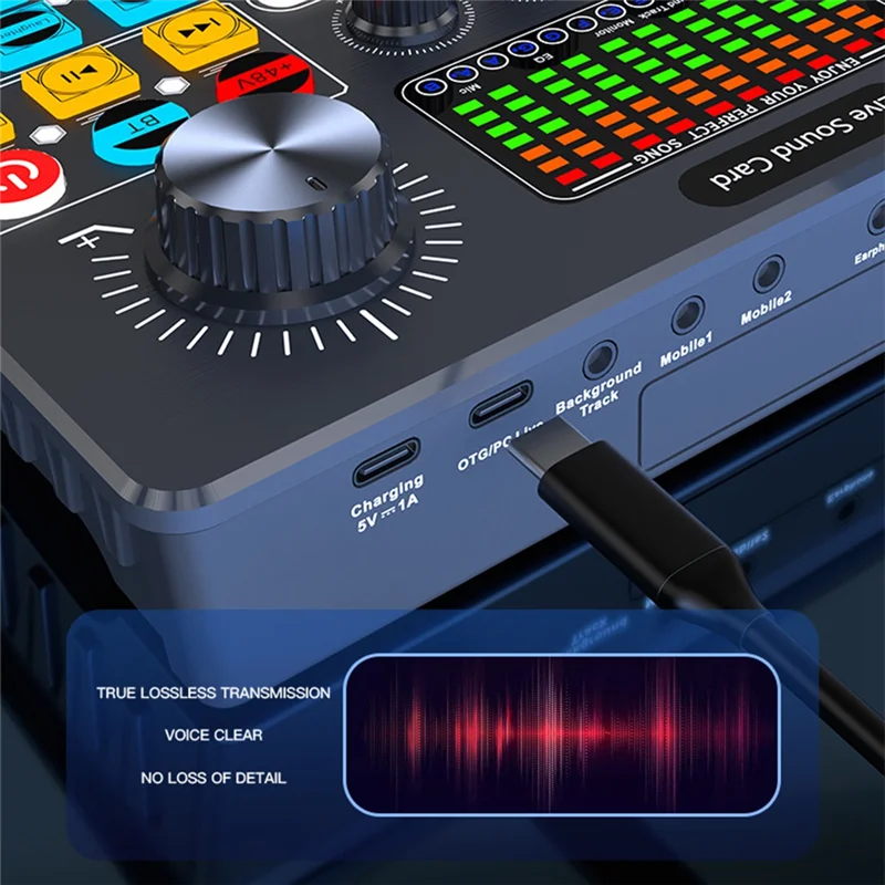 

AS95-Q6S Live Sound Card Audio Interface With DJ Mixer Effects And Voice Changer Audio Mixing Console For Streaming