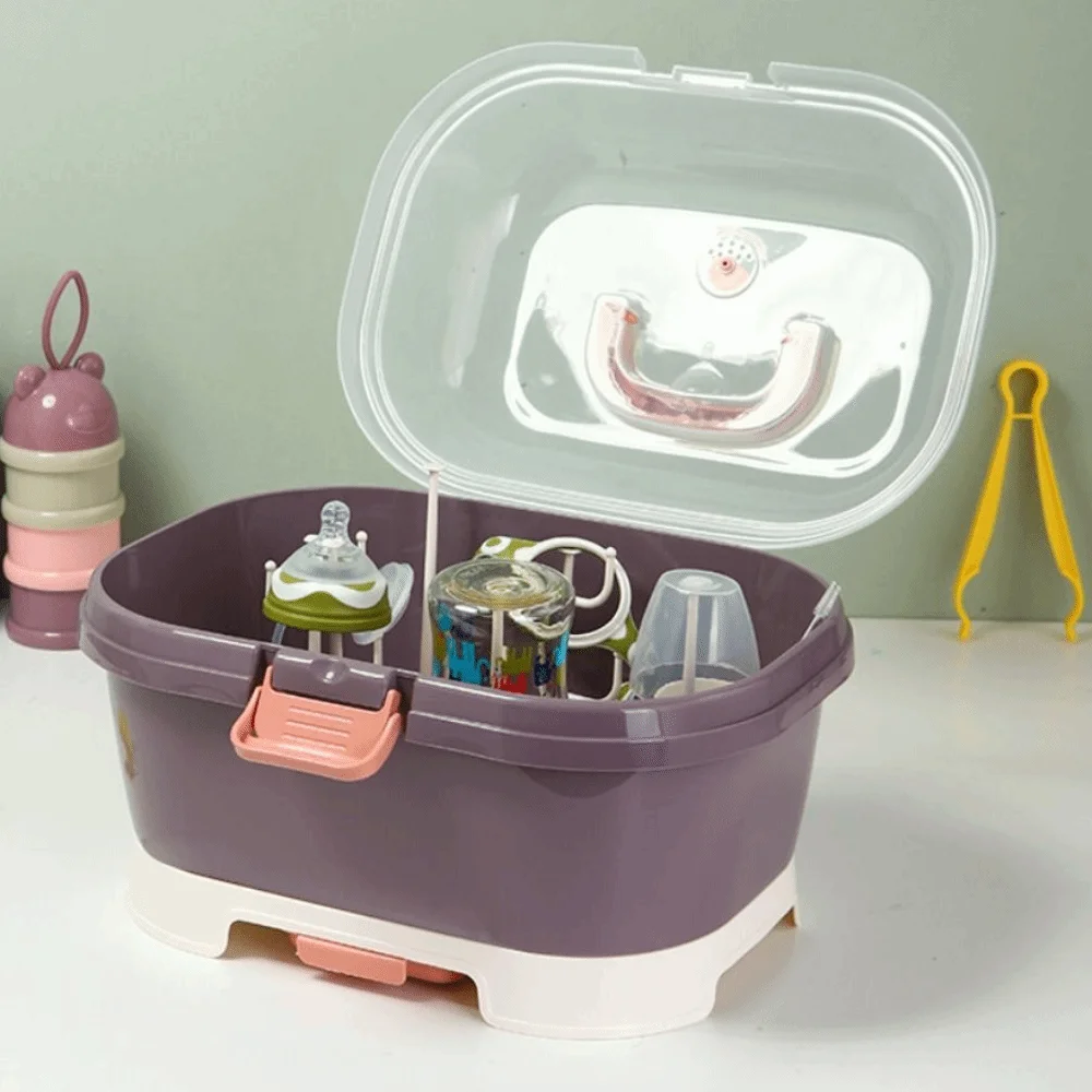 

With Cover Baby Bottle Drying Rack Samll/large Dustproof Nursing Bottle Storage Box with Stand Detachable Baby Bottle Organizer