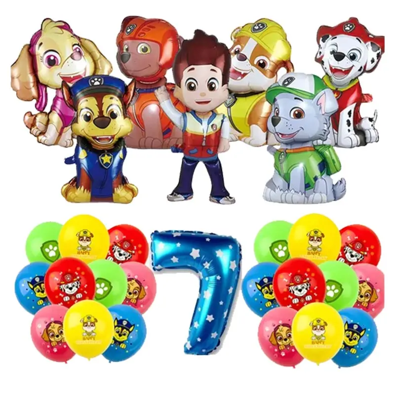 Paw Patrol Birthday Party Decoration Disposable Tableware Set Cup Plates Chase Dog Balloons Happy Party Supplies For Baby Shower