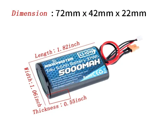 RADIOMASTER TX16S Battery 2S 7.4V 5000mah remote control long life 2-6s Li-ion control XT30 plug