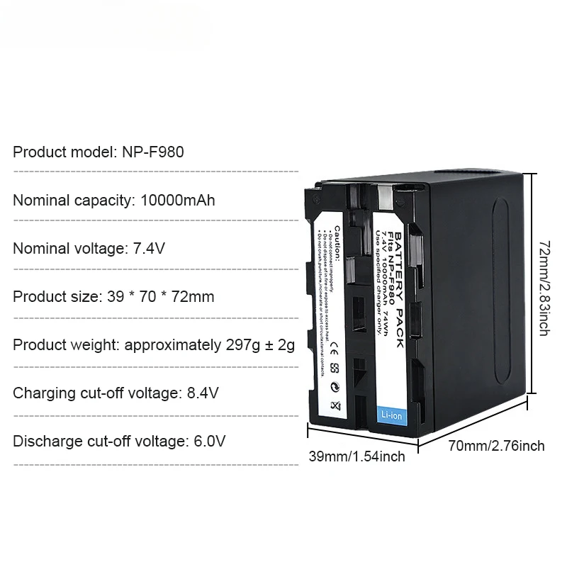 Brand New 10000mAh NP-F980 NP-F970 NPF960 NP F970 Battery with USB Charge Output For Sony PLM-100 CCD-TRV35 MVC-FD91 MC1500C