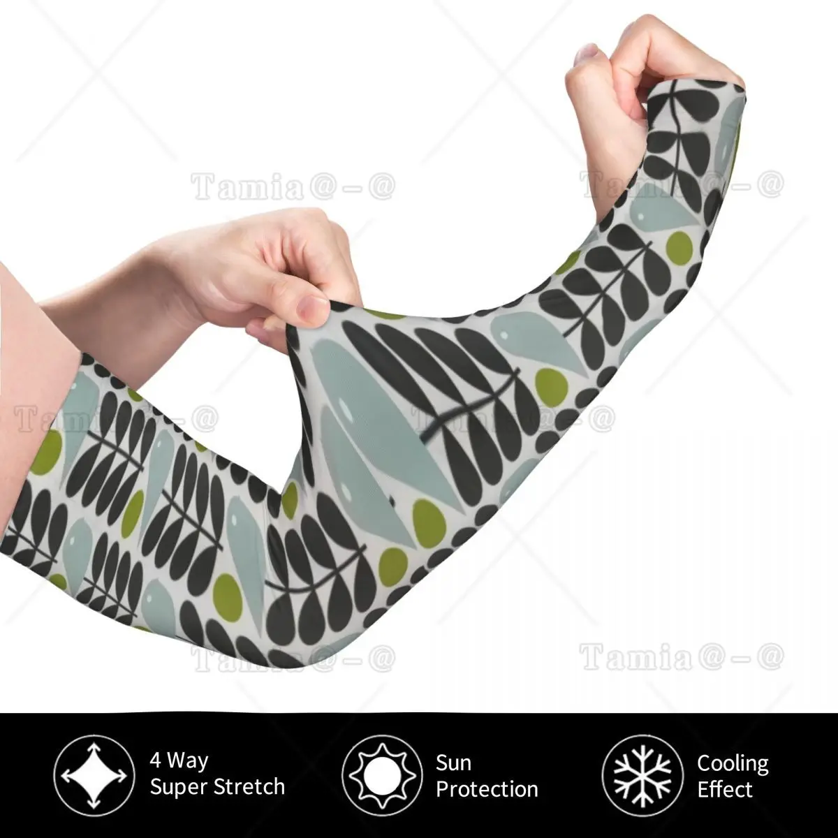Custom Orla Kiely Scandinavian Multi-Stemmed Birds Flower Arm Sleeves UV Sun Protection Tattoo Cover Up Sports Compression