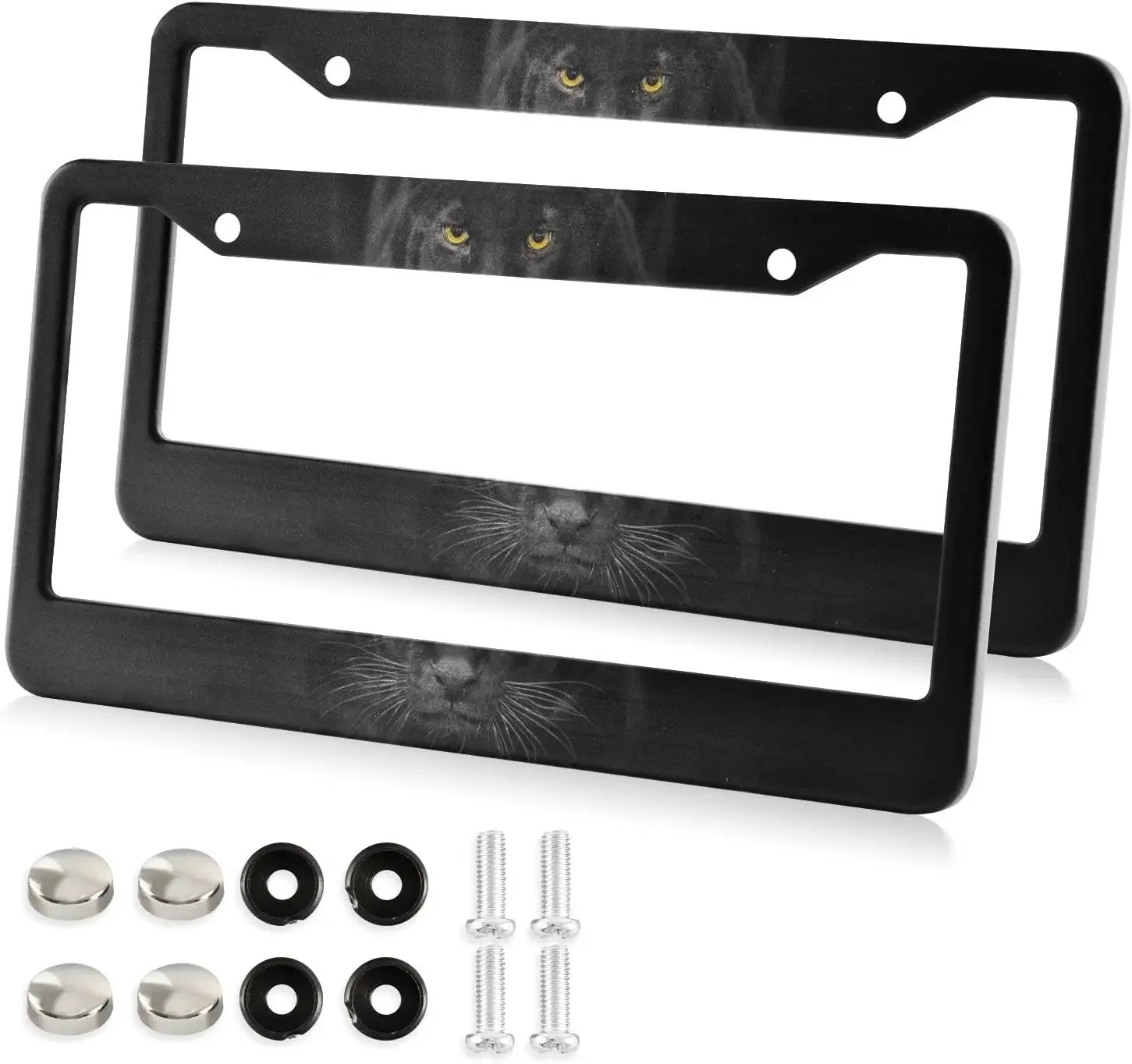 

Cool Panther Black Leopard License Plate Frame 2 Pack License Plate Holder with 2 Holes Car Tag Frame for Women Men US Vehicles