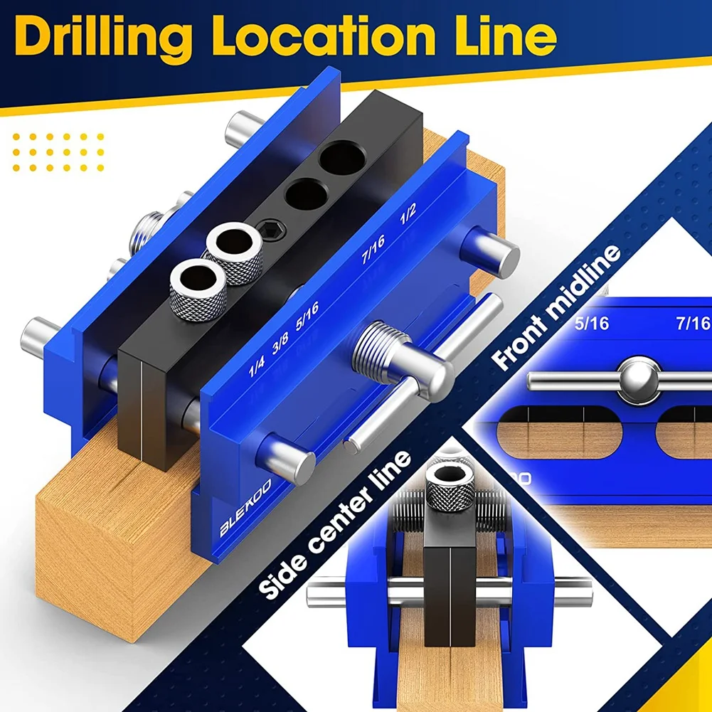 Imagem -06 - Auto Centramento Doweling Jig Kit Broca Jig para Joiner Grupo Largura Ajustável Guia de Perfuração Power Tool Acessório Azul