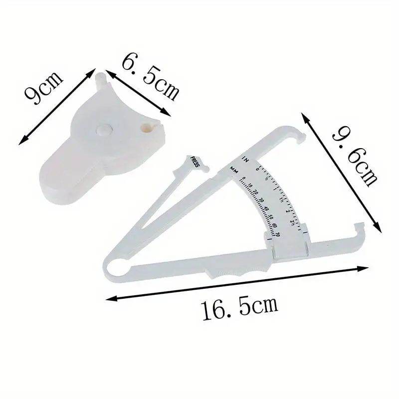 2Pcs Set White PVC Body Fat Caliper Measure Tape Tester Fitness for Weight Loss Bodybuilding Portable Tool