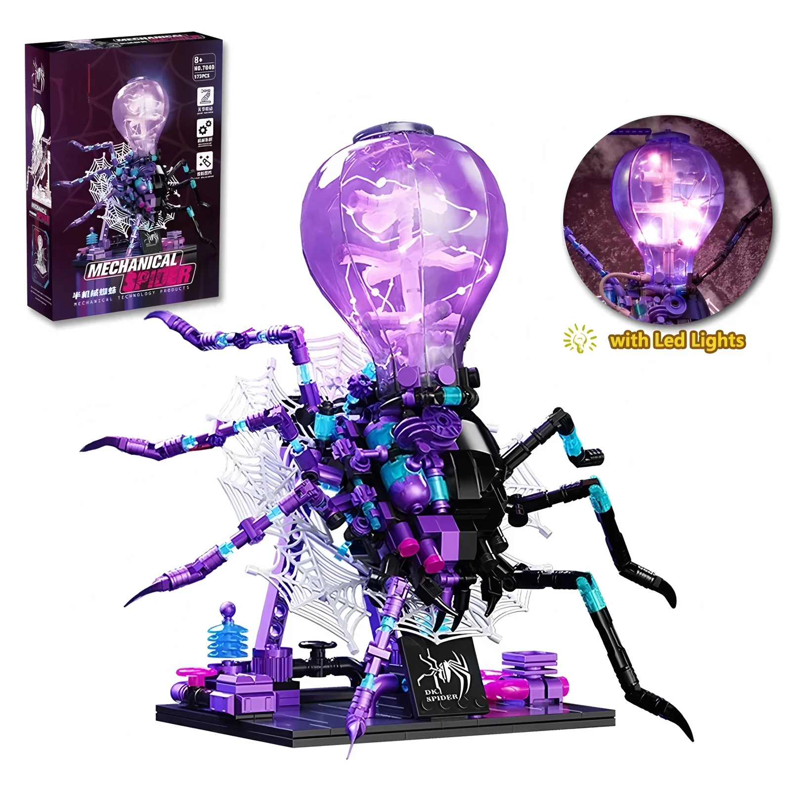 Blocs de construction araignée Cyborg scintillants, 573 pièces, jouet mécanique éducatif, cadeau