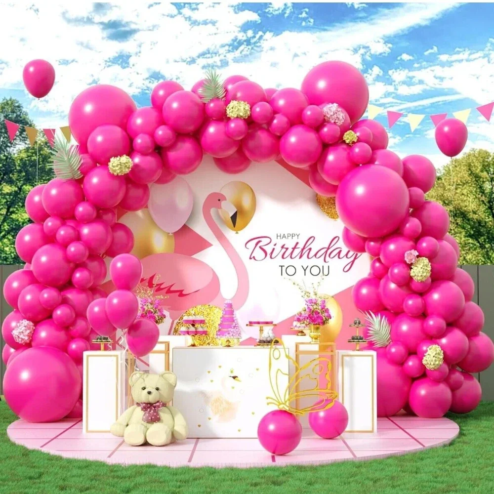 140 PCS Pink Balloon Arch Pink Balloons Garland Rose Red Birthday Balloons Decorations Birthday Wedding Shower Party Decorations