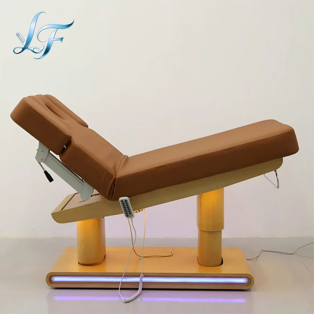 

Beauty Salon Furniture Pink Golden Facial Spa Bed 4 Motors Electric Massage Table Bed
