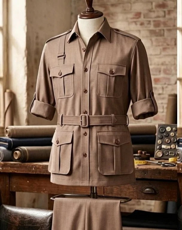 ชุดซาฟารีผู้ชายสีกากี 2 ชิ้น เ - Safari Outdoor Hunting Jackets บทวิจารณ์และราคา