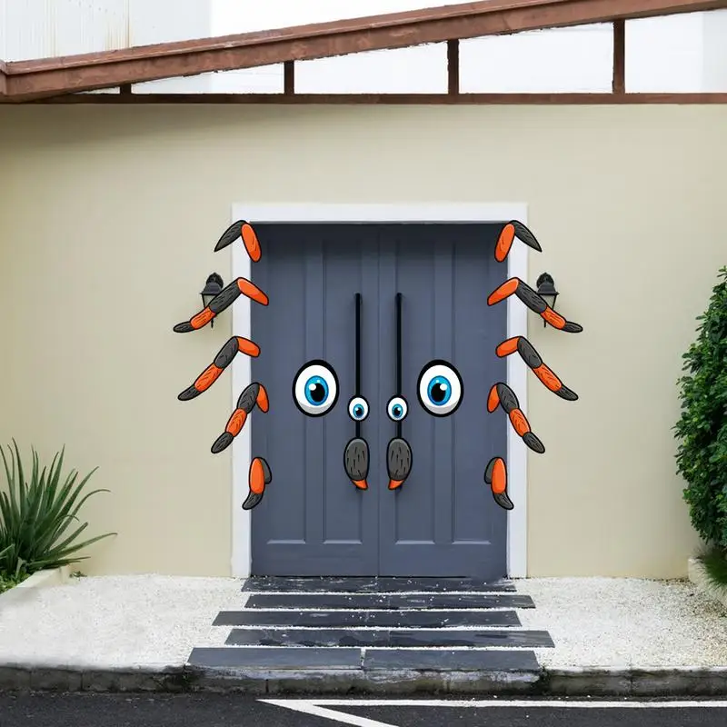 Trunk Or Treat Car Decorations Kit Strong Adhesive Horror Eyes Spider Sticker Waterproof Washable Decals Party Supplies For Door