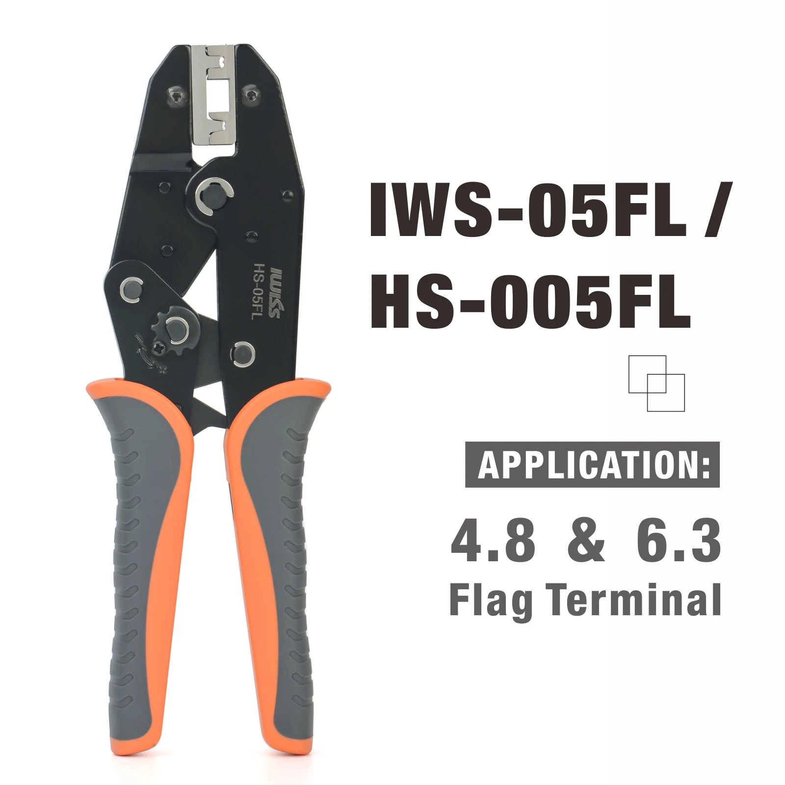 IWISS HS-05FL L-Shaped Elbow 4.8/6.3 Flag Type Wire Clamp Insert Spring Bare Terminal Crimping Plier Electrician Tools Crimper